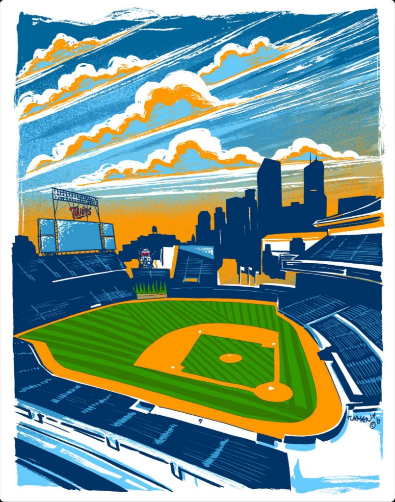 sports collection - a baseball stadium with a city in the background