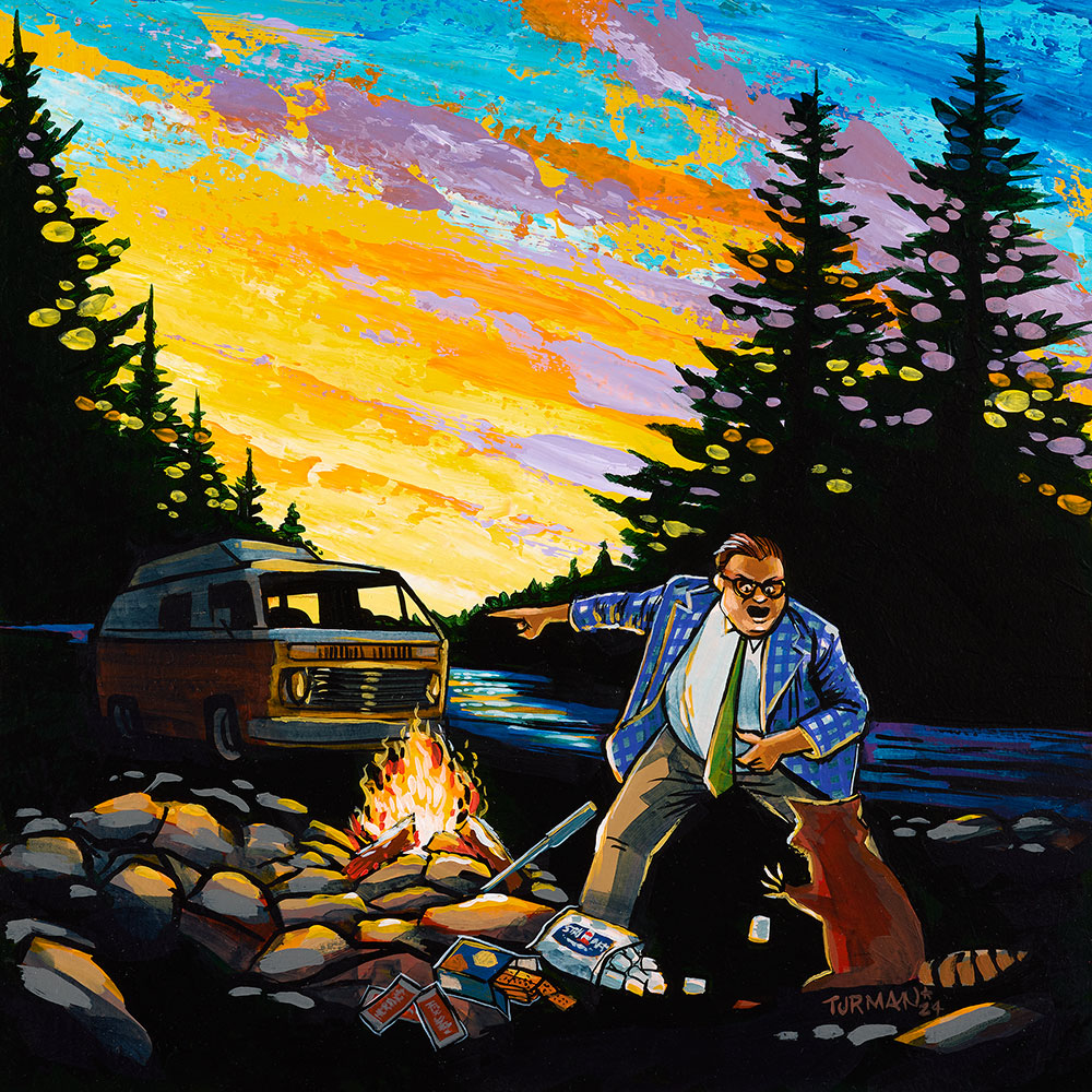 Camp In A Van Down By The River - 8x8 Fine Art Print