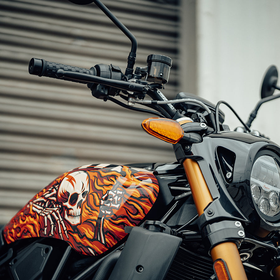 Minnesota Art & Custom Projects - a motorcycle with a skull decal on it