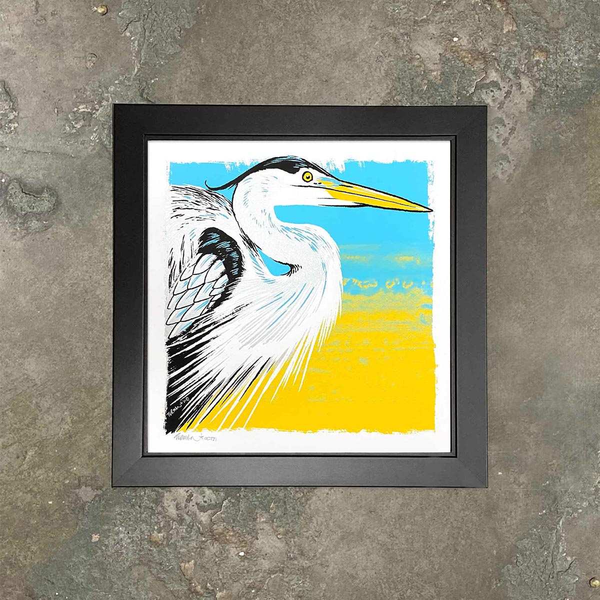 Great Blue Heron - Original Screen Print