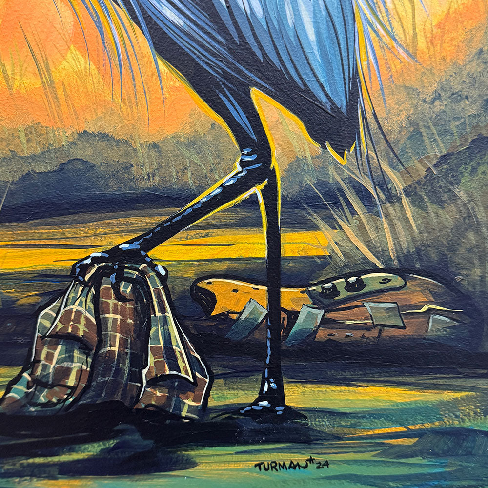 Grungy Egret - Original Painting - 12"x16"
