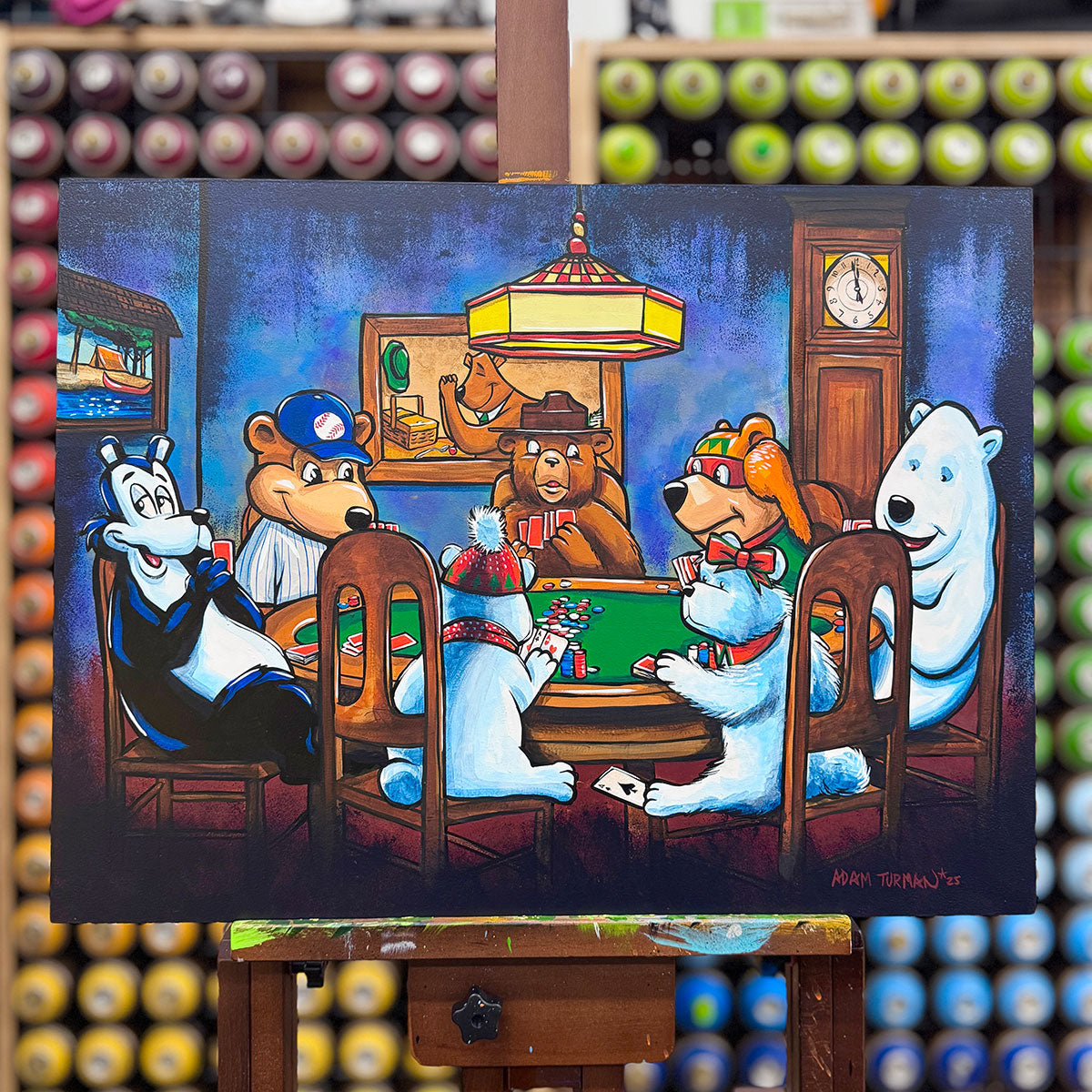 Bears Playing Poker - Inktober 2025 - 24x18