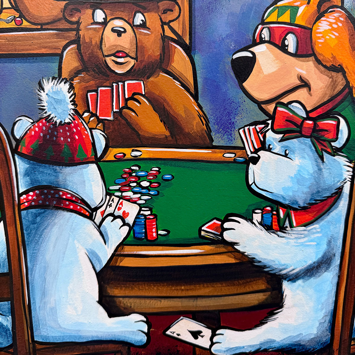 Bears Playing Poker - Inktober 2025 - 24x18