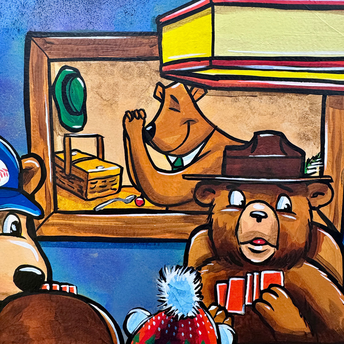 Bears Playing Poker - Inktober 2025 - 24x18