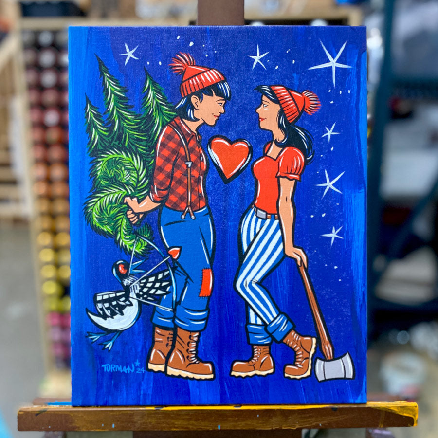 LumberJills Painted Canvas Print by Adam Turman Turman Artwork Company