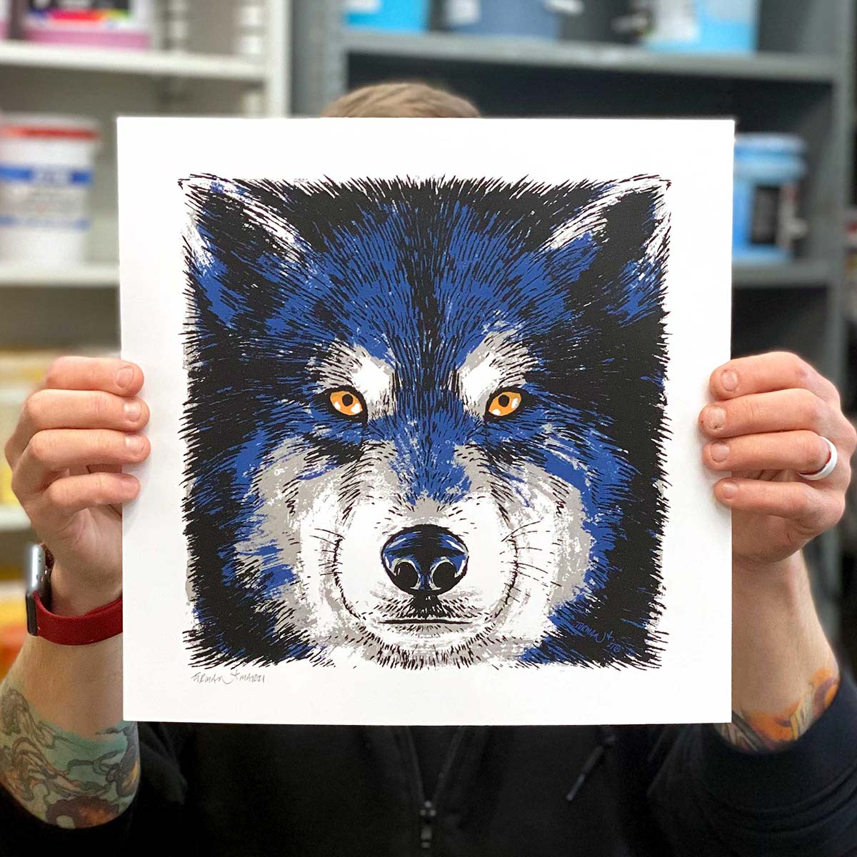 Staring Contest Wolf - Original Screen Print