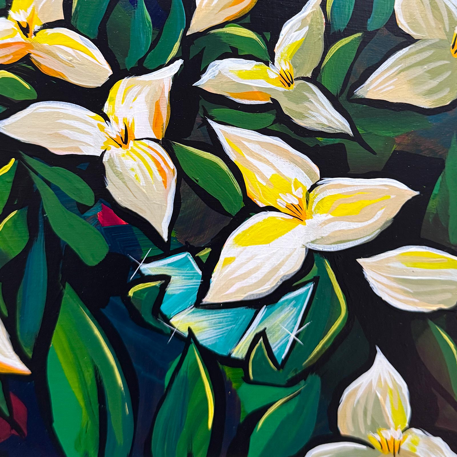 Sunlit Suntanned Trillium - Original Painting - 24" x 18"