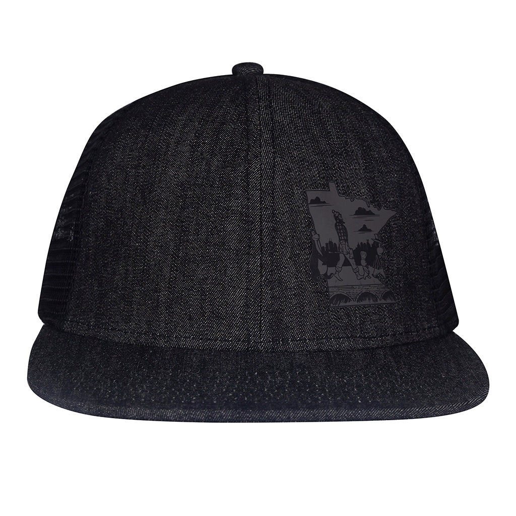 Black Minnesota Abbey Road state flat bill hat