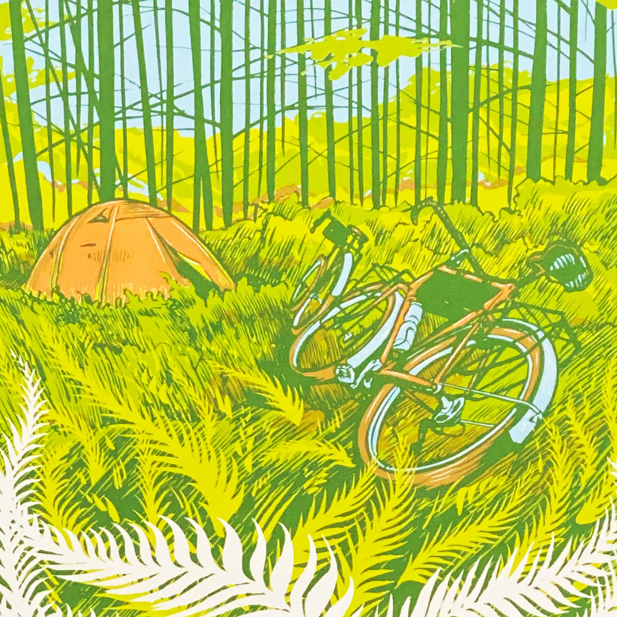 Bike Camping Cycling Screen Print Art By Artist Adam Turman Turman bike-camping-cycling-screen-print-art-by-artist-adam-turman-turman