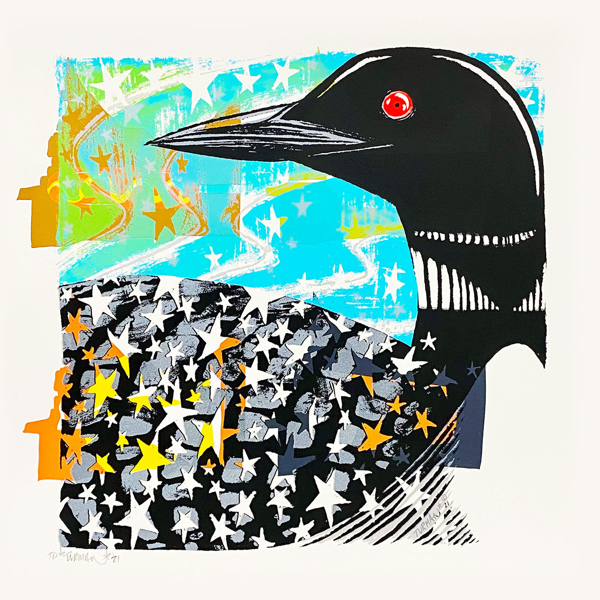 a painting of a black bird on a white background - Minnesota Artist