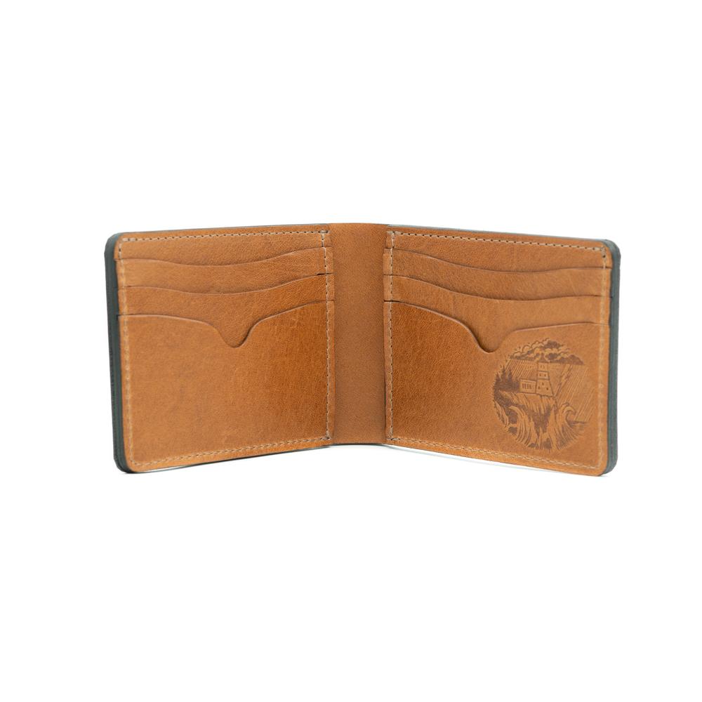 Classic No.9 leather billfold wallet in black and tan