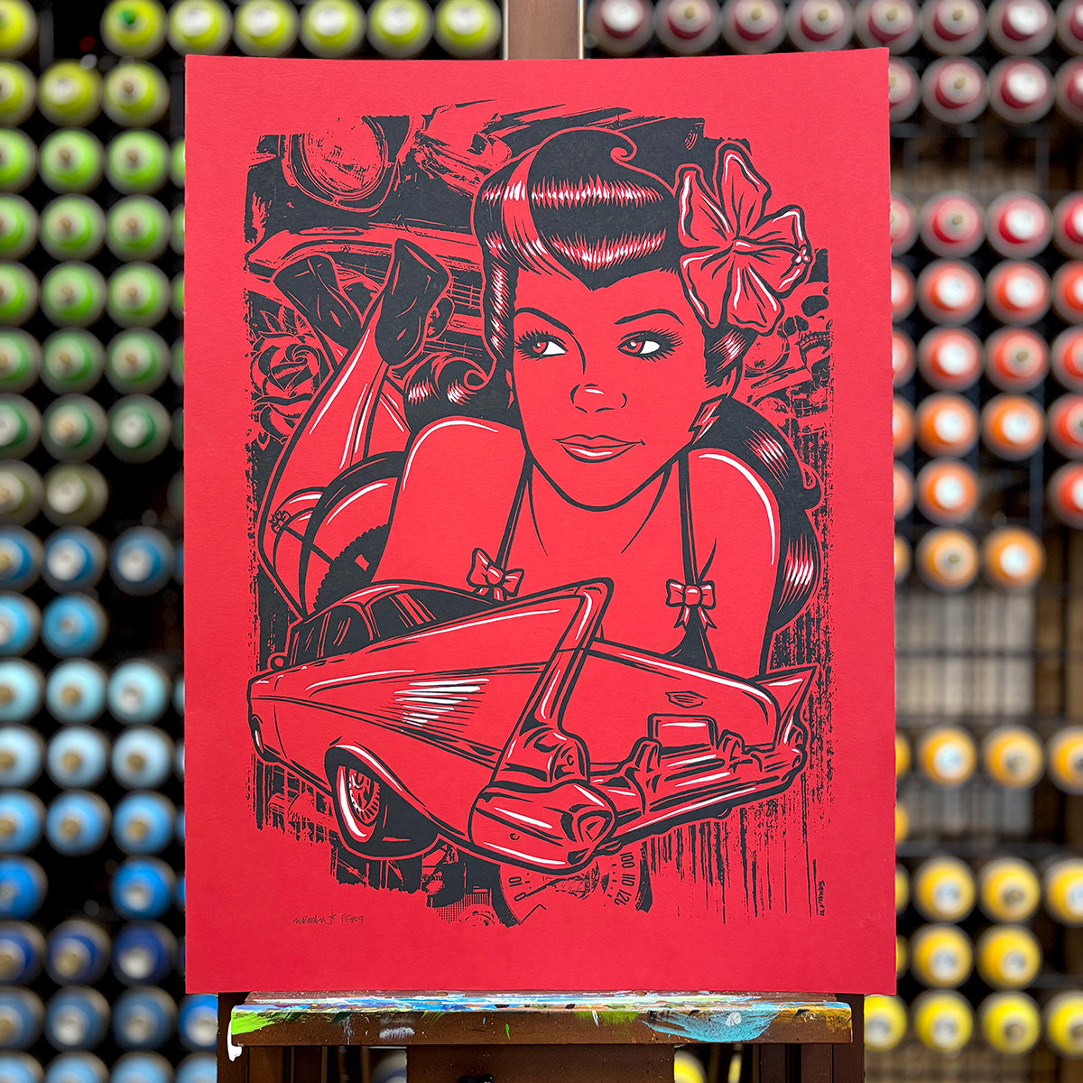 Hot Rod Girl - Original Screen Print