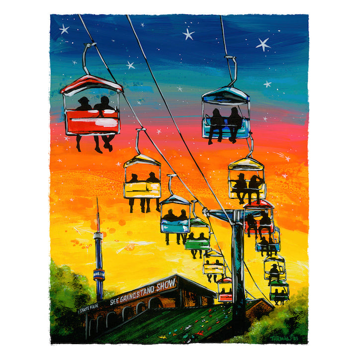 a painting of a ferris wheel with people on it -  Adam Turman – Turman Artwork Company