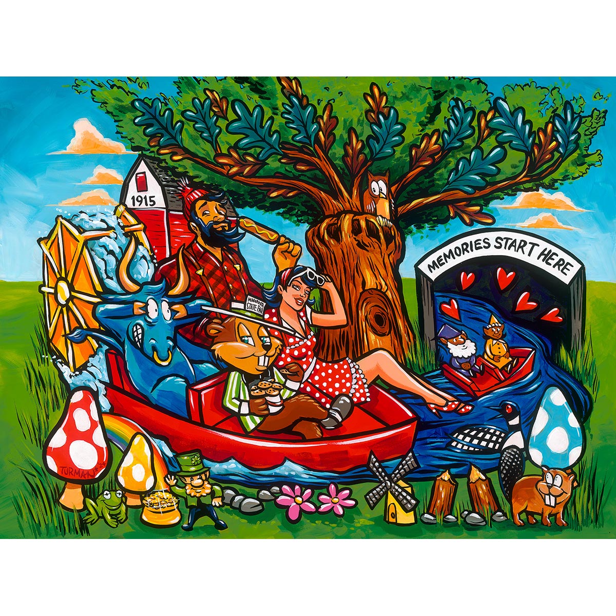 a painting of a woman sitting in a canoe -  Adam Turman – Turman Artwork Company