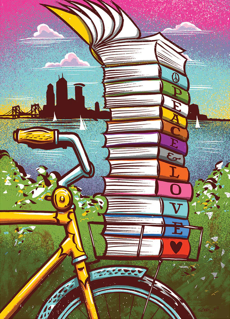 Peace Love Bikes Books Puzzle