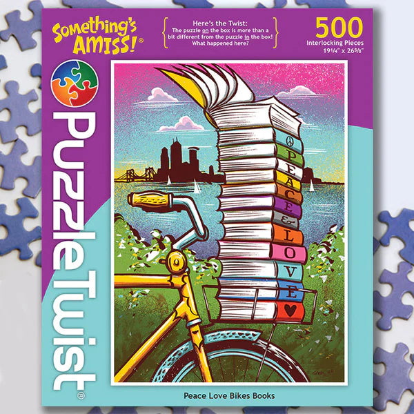 Peace Love Bikes Books Puzzle