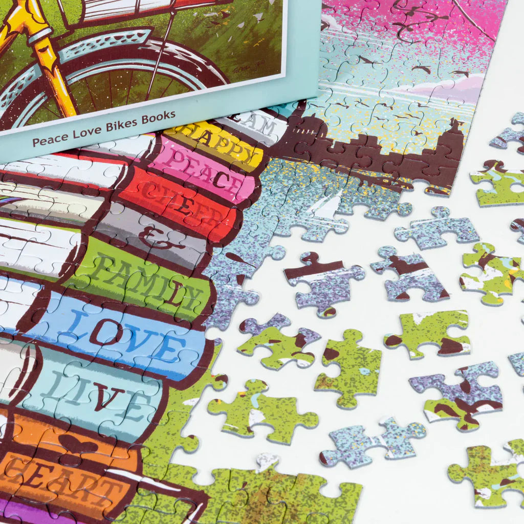 Peace Love Bikes Books Puzzle
