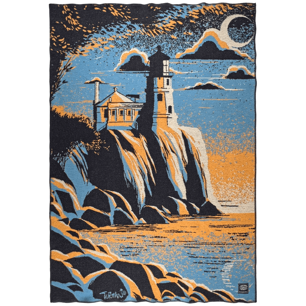 Split Rock Lighthouse Wool Throw Blanket Minnesota 