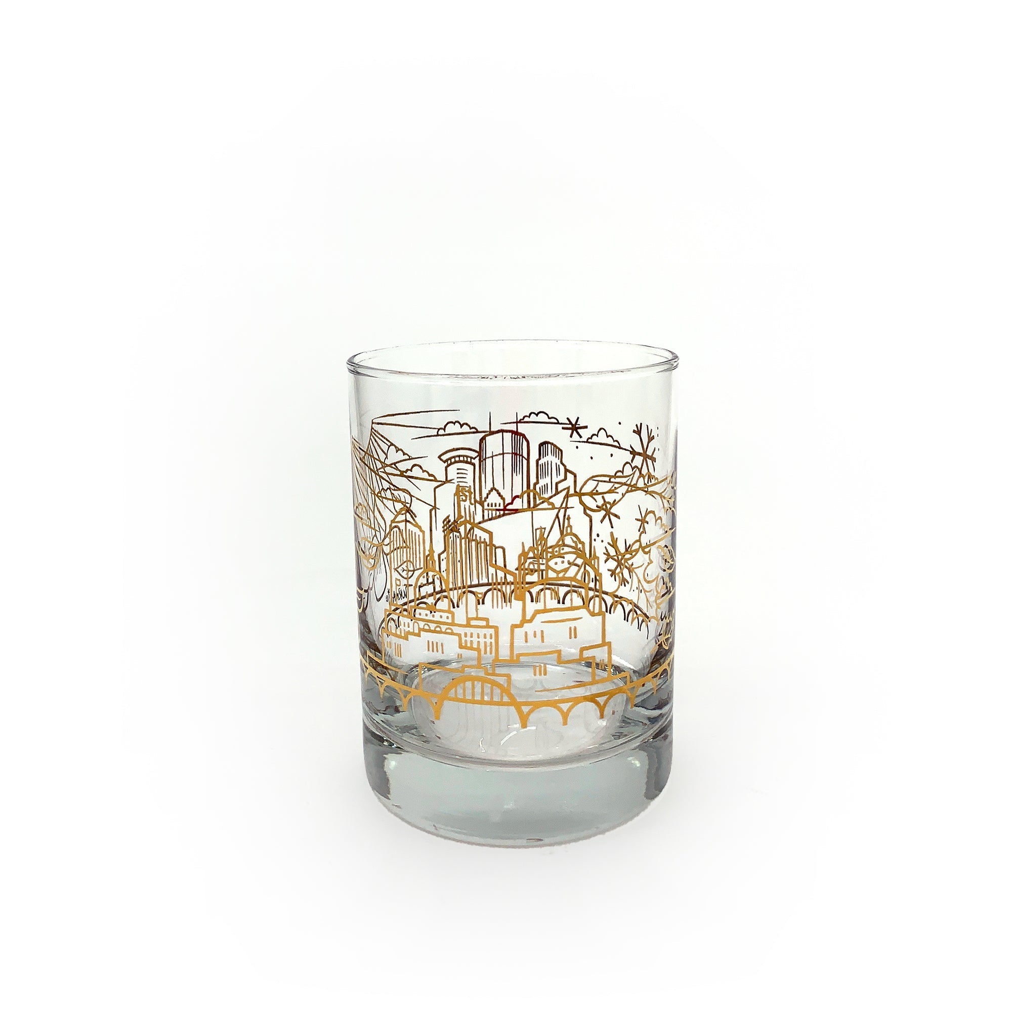 Skyline Gold Foil Whiskey Glass - Minnesota Printed