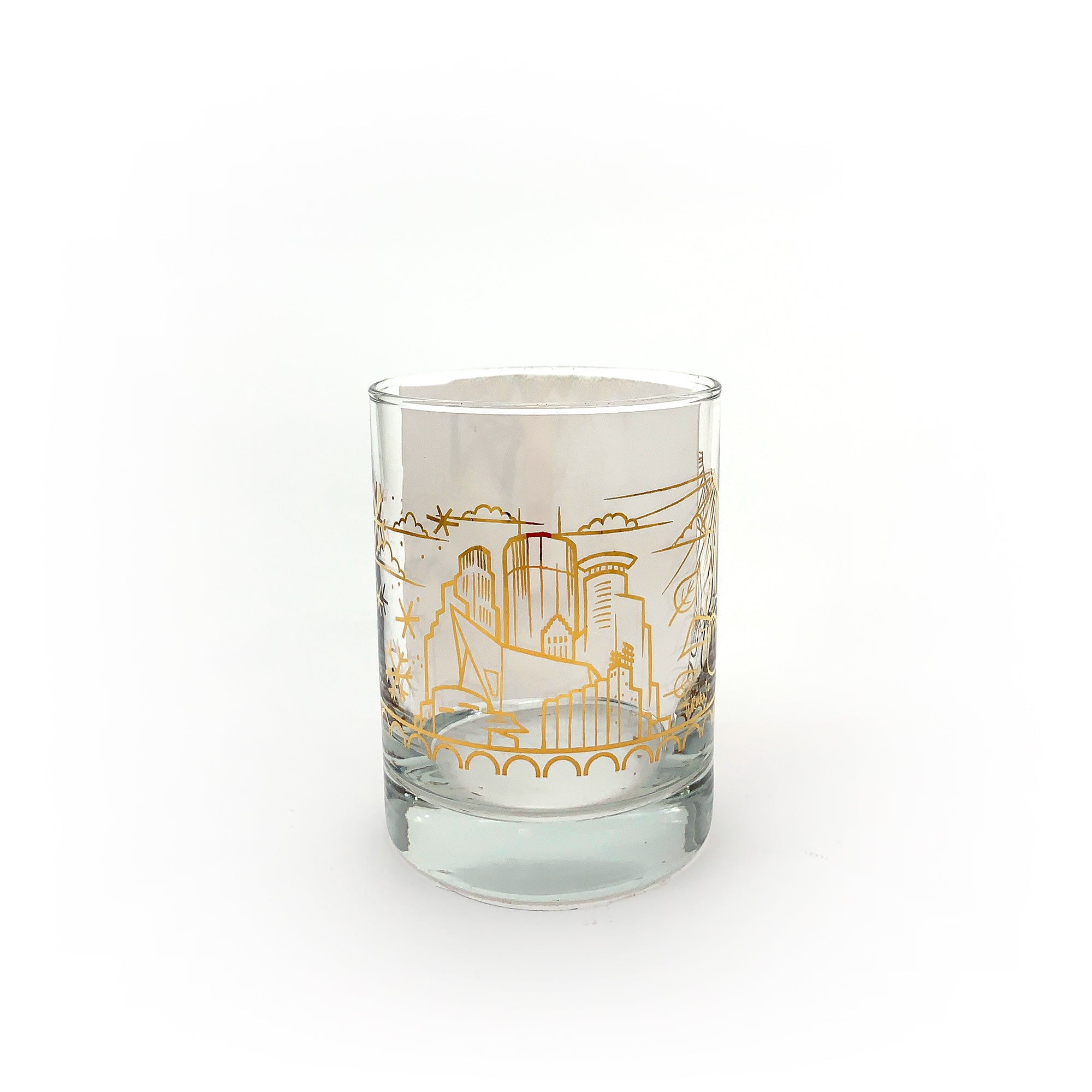 Skyline Gold Foil Whiskey Glass - Volume 14oz