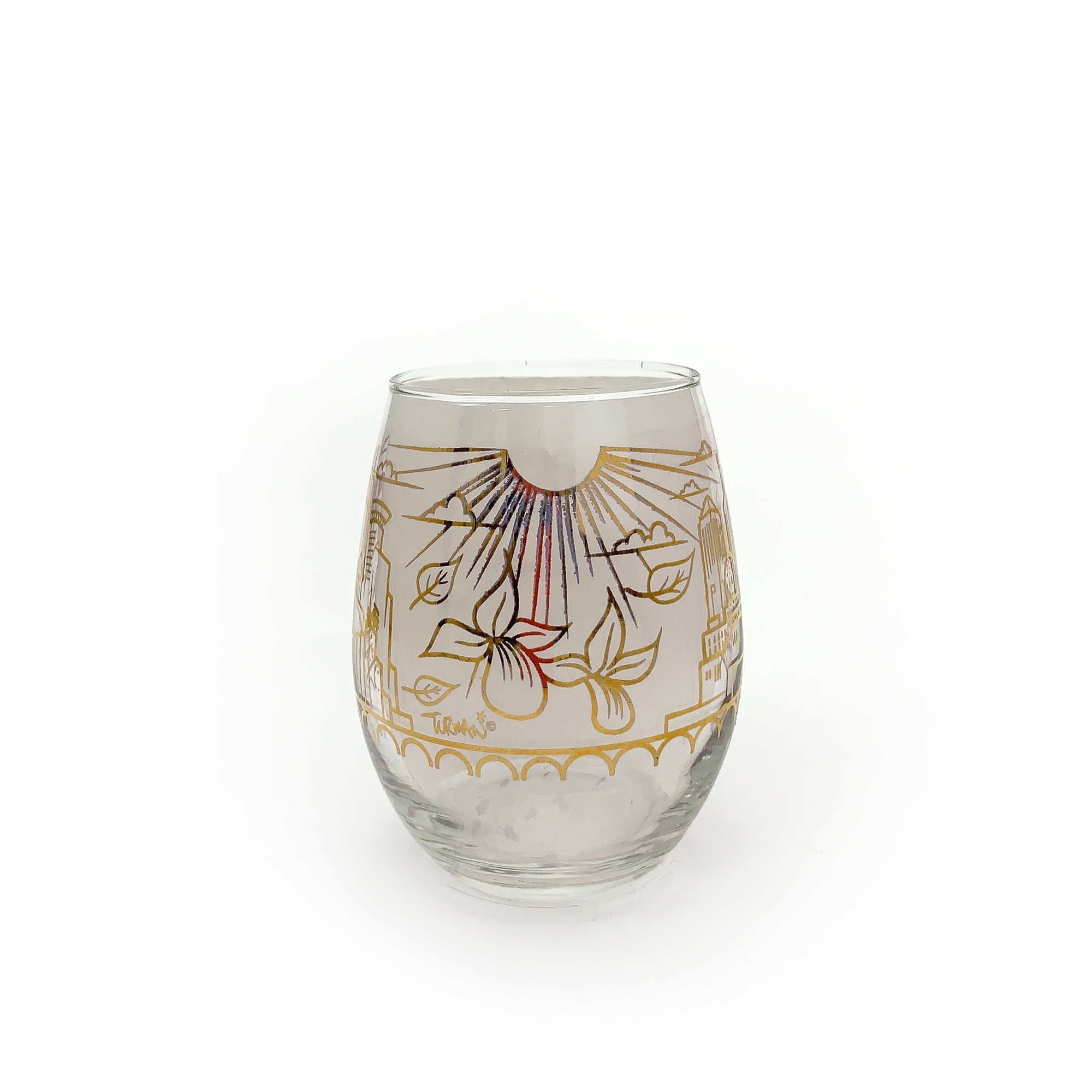 Skyline Gold Foil Wine Glass