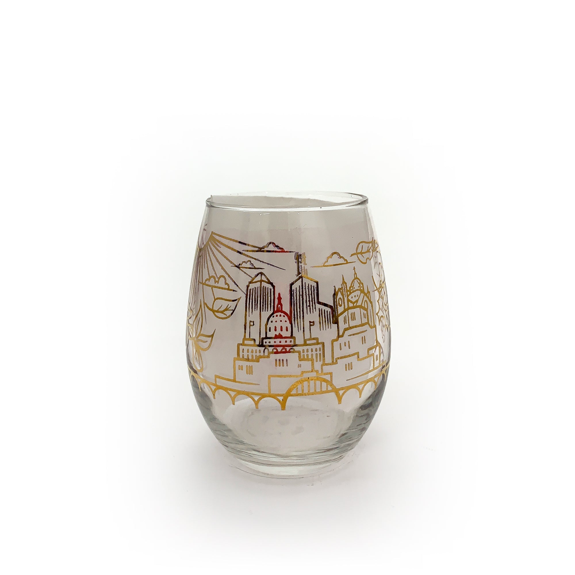 Skyline Gold Foil Wine Glass