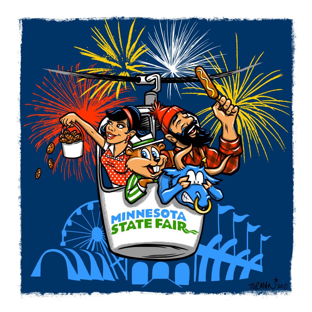 a couple of people riding on top of a ferris wheel -  Adam Turman – Turman Artwork Company 1024 × 1024