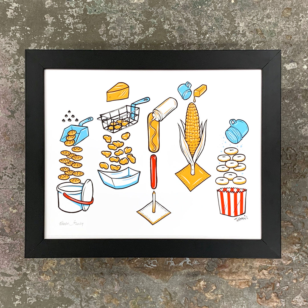 Exploding Food Drawing Exploding Food - Minnesota State Fair - Screen Print by artist Adam ...