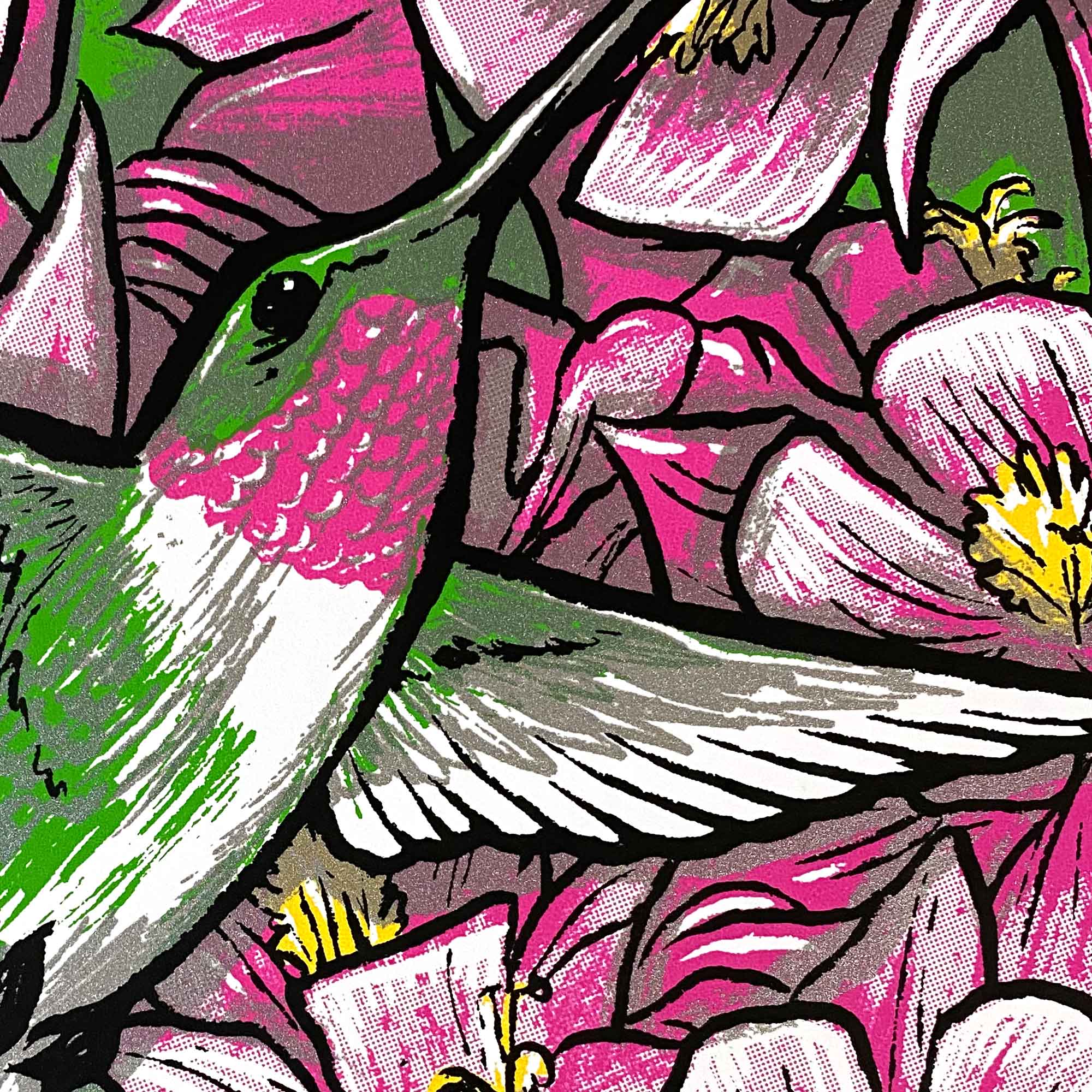 Ruby-Throated Hummingbird Screen Print "Hover" by Adam Turman