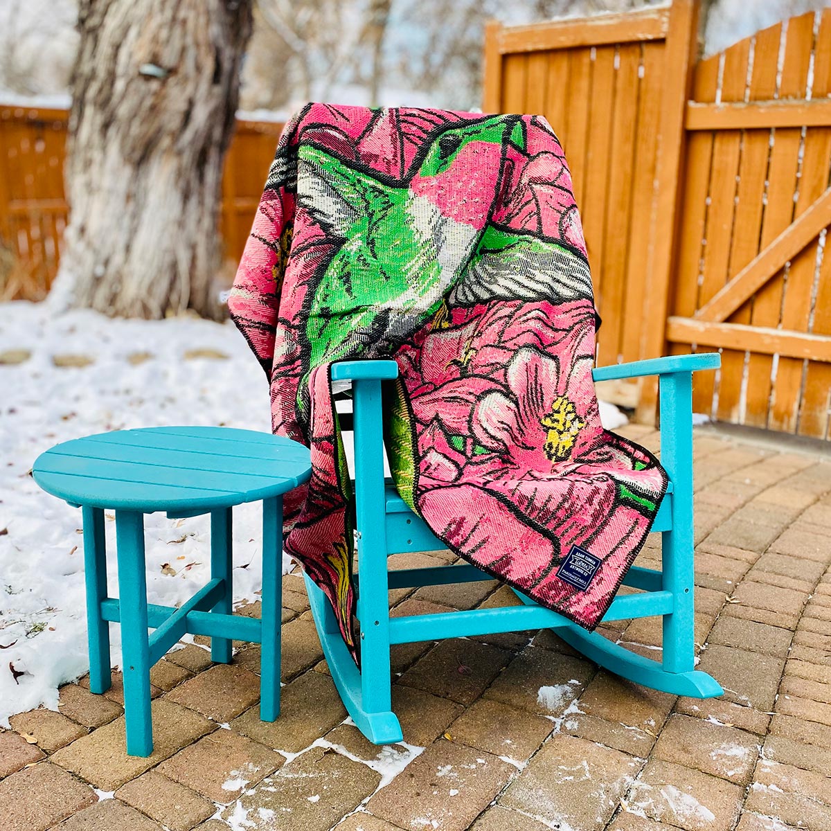 Hover Hummingbird wool throw design