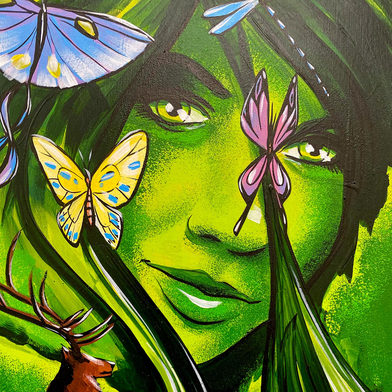 Spring Sprite and the Stag - Original Painting - 12"x16"