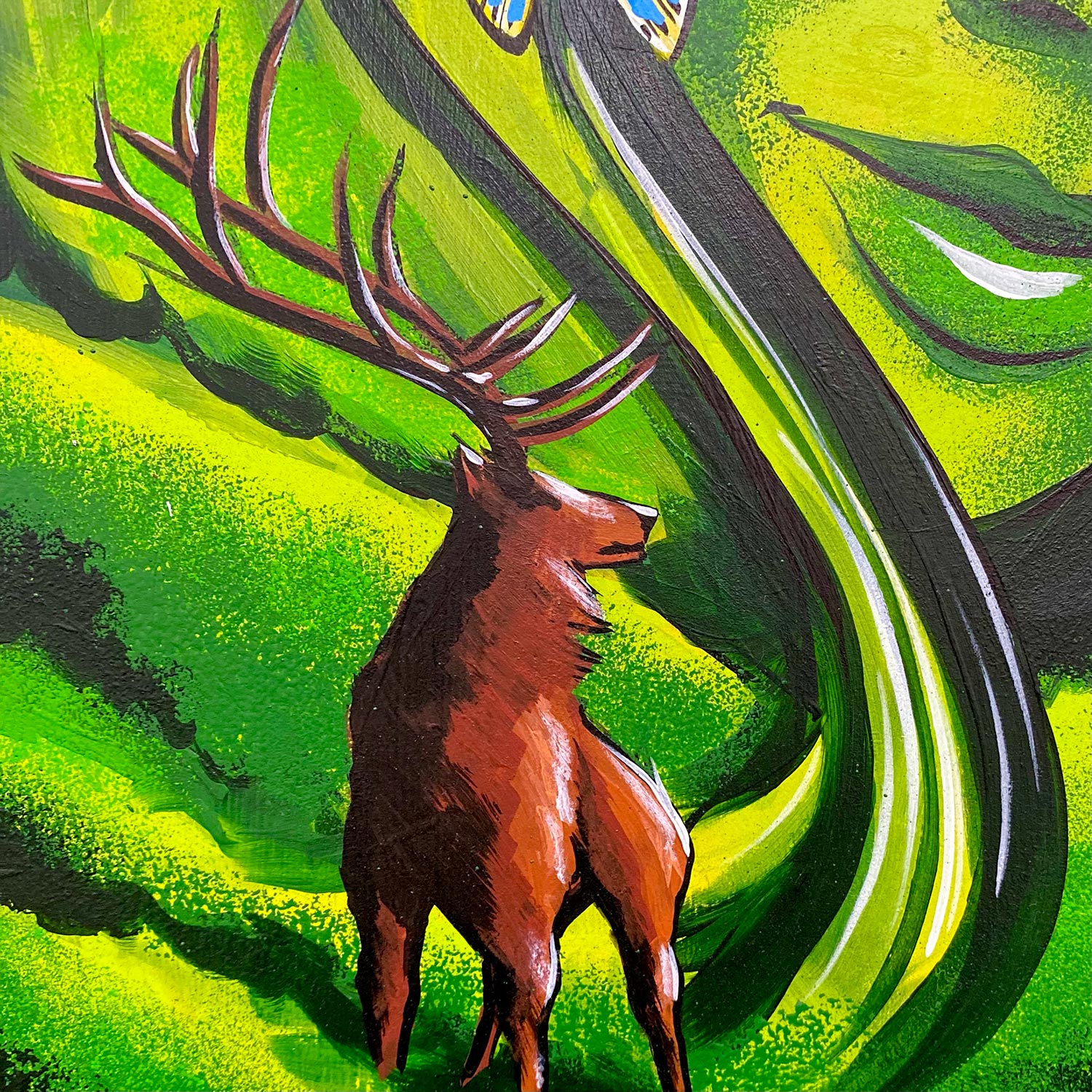 Spring Sprite and the Stag - Original Painting - 12"x16"