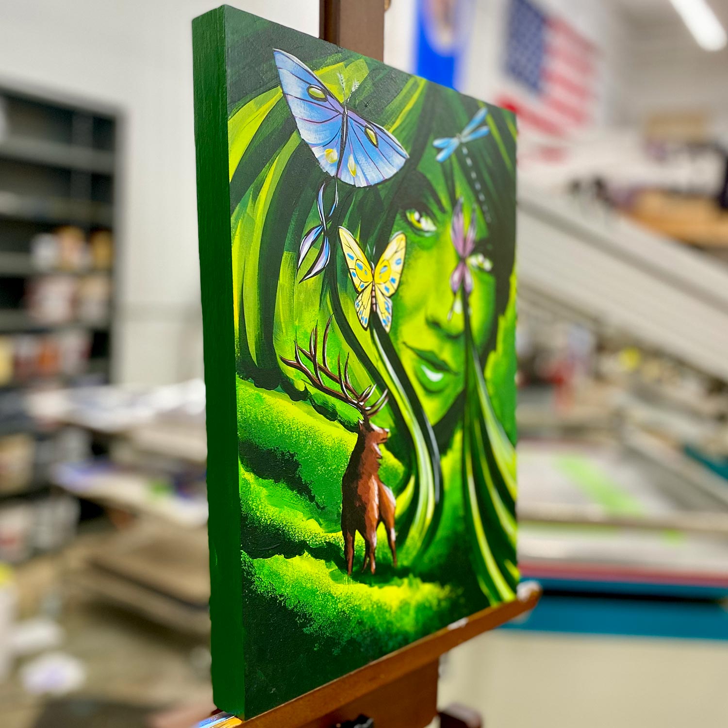 Spring Sprite and the Stag - Original Painting - 12"x16"