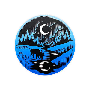 Outdoor Series Moose and Moon Sticker