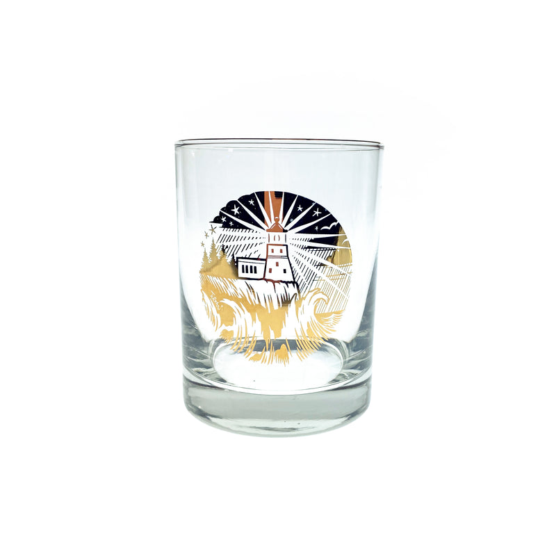 Outdoor Series Lighthouse Whiskey Glass Gold Foil