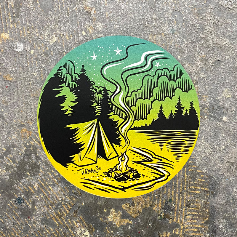 Tent & Campfire Sticker